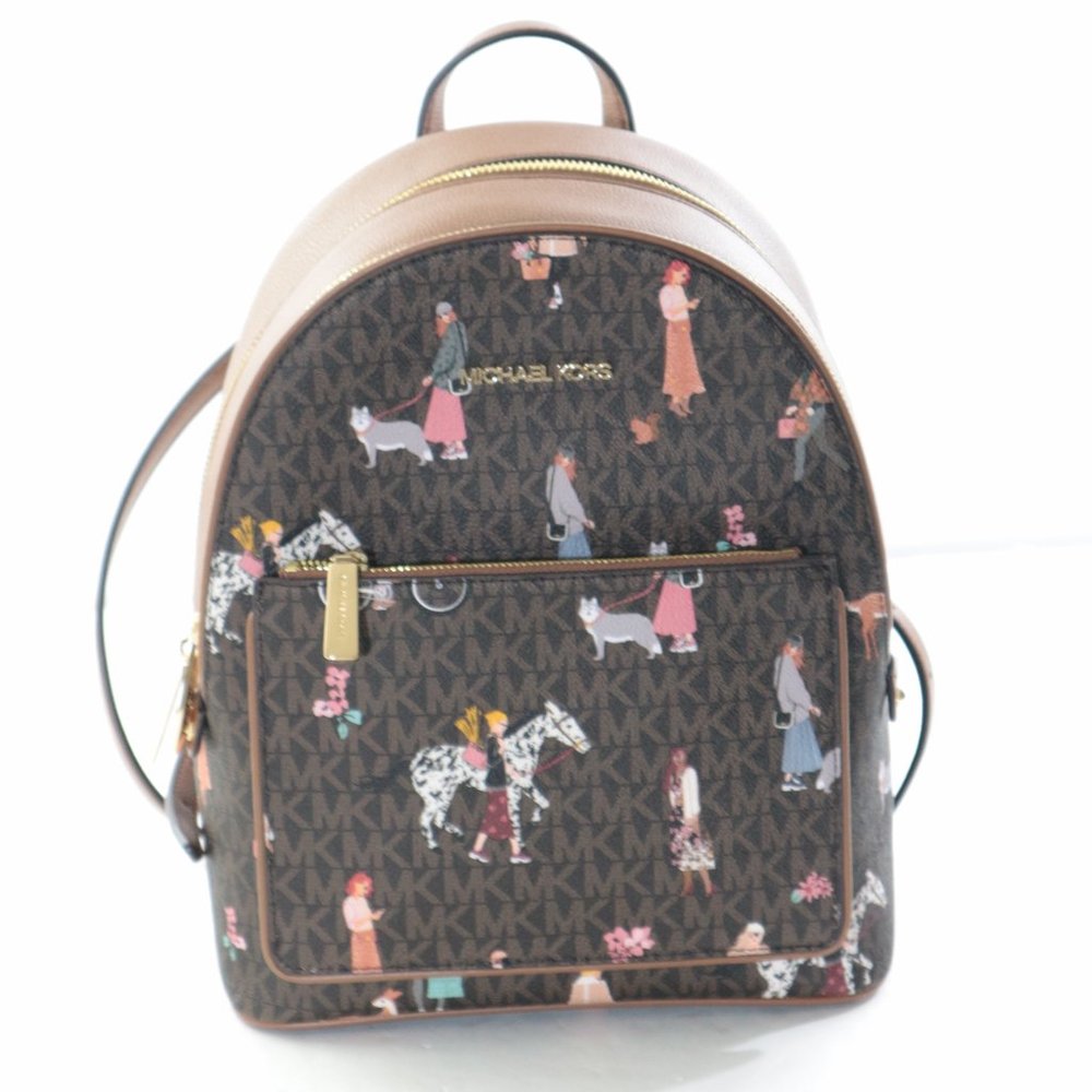 Michael Kors Adina Jet Set Girls Medium backpack MK Logo Brown Multi NWT$398.00 - Picture 4 of 14